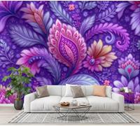 CECE&COLE Abstract Relief Plant Mural Wallpaper for Living Room Bedroom Decor | Paisley Pattern Scroll Leaf Wall Mural, Wall Art, Silk Photo Wallpaper 3D Effect, 400×280 CM