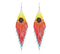 CECE&COLE Bohemian Beaded Earrings,Sunrise Scenery Handmade Beads Long Tassel Drop Earrings,Europe And America Ethnic Women'S Jewelry Accessories, Orange,13.5Cm
