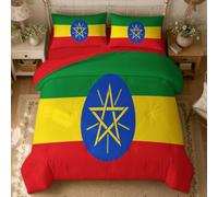 CECE&COLE Coverless Super King Duvet 7.5 Tog Lightweight Ethiopia National Flag Quilt | 260x220 cm, Soft Breathable, East Africa Flag Reversible Microfibre Comforter,Bedroom Hotel,All Seasons