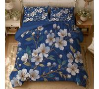 CECE&COLE Coverless Super King Duvet Set 7.5 Tog Neoclassical Plants | 260x220 cm Cherry Blossoms Tree Branches Lightweight Quilt, 2 Pillowcase 50×75cm, Soft Microfibre Bed Cover Bedding, All Seasons