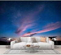 CECE&COLE Grassland Starry Sky Animals Mural Wallpaper | Milky Way Comet Horse Wall Mural, 300×210 CM Prin Silk Wall Murals, Eco-Friendly Photo Wallpaper for Living Room Bedrooms Kitchen