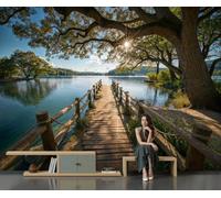 CECE&COLE Lakeside Boardwalk Scenery Wallpaper for Living Room