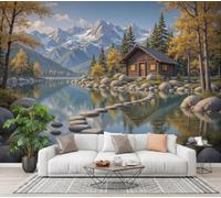 CECE&COLE Lakeside Chalet Mural Wallpaper for Living Room Bedroom Decor