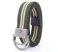CECE&COLE Mens Canvas Belts,Double D Ring Plus Size 110-200Cm Army Green Webbing Belt,Easy Adjustment No Holes Army Style Extra Long Overall Waist Strap,Army Green,150 Cm