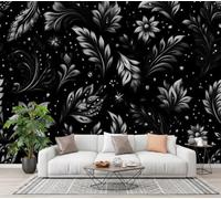 CECE&COLE Minimalist Plant Texture Bedroom Large Wall Murals | Lines Flowers Starlight Living Room Wall Covering, Not Self-Adhesive Wallpaper 400×280 CM, Silk Panoramic Photo Poster