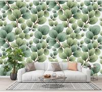 CECE&COLE Minimalist Watercolor Botanical 3D Photo Wallpaper Mural | Round Leaves Branches Silk Art Print Murals, Indoor Luxury Wall Painting for Living Room TV Backdrop Decor 250×175 CM