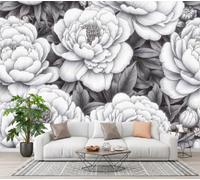 CECE&COLE Photo Wallpaper Retro Sketch Botanical Mural | Peony Leaves Panoramic Wall Large Photo Mural 400×280 CM Art Print Wallpaper Bedroom Decoration Wall Covering Poster