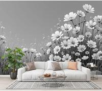 CECE&COLE Photo Wallpaper Sketching Flowers Photography Mural | Daisies Meadow Panoramic Wall Large Photo Mural 250×175 CM Art Print Wallpaper Bedroom Decoration Wall Covering Poster