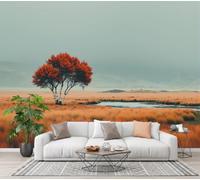 CECE&COLE Red Maple On The Grassland Silk Wallpaper 250×175 CM