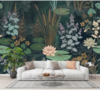 CECE&COLE Retro Lotus Pond Plants Bedroom Large Wall Murals