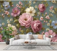 CECE&COLE Retro Painted Botanical Mural Wallpaper for Living Room Bedroom Decor | Rose Bud Wall Mural, Wall Art, Silk Photo Wallpaper 3D Effect, 350×256 CM