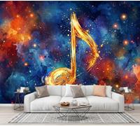 CECE&COLE Starry Sky Watercolor Music Wallpaper Mural | Musical Notes Nebula 3D Photo Wallpaper Wall Mural Silk Art Print Decoration Poster Picture for Living Room Bedroom TV Backdrop
