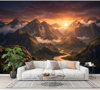 CECE&COLE Sunset in The Mountains Mural Wallpaper for Living Room Decor