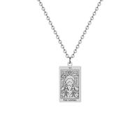 CECE&COLE Tarot Card Personalised Necklaces，Light Luxury All-Match Square Card Pendant Necklace Jewelry，Fashion Women Men Jewelry,The Lovers,45Cm+5Cm