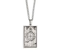 CECE&COLE Vintage Tarot Cards Necklace，The Wheel Of Fortune Pendant Astrology Divination Amulet Necklace，Tarot Women Men Jewelry Accessory,The Wheel Of Fortune,60Cm
