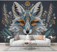 CECE&COLE Wall Murals Bohemian Flowers Animal Large Photo Wallpaper | Flowers Leaves Fox Wall Stickers XXL Poster Picture Home Decoration for Living Room,Bedroom,Office,Dining Room