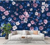 CECE&COLE Watercolor Anime Flowers Mural Wallpaper for Living Room Bedroom Decor | Gesang Flower Flower Bud Branches and Leaves Wall Mural, Wall Art, Silk Photo Wallpaper 3D Effect, 250×175 CM