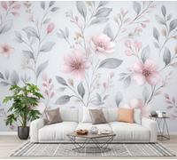 CECE&COLE Watercolor Flowers Plants Bedroom Large Wall Murals | Flower Buds Leaves Living Room Wall Covering, Not Self-Adhesive Wallpaper 300×210 CM, Silk Panoramic Photo Poster