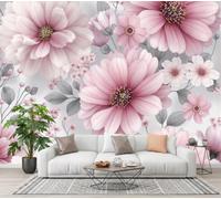 CECE&COLE Watercolor Gradient Botanical Mural Wallpaper for Living Room Bedroom Decor | Cosmos Branches and Leaves Wall Mural, Wall Art, Silk Photo Wallpaper 3D Effect, 350×256 CM