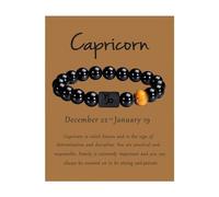 CECE&COLE Zodiac Star Sign Stone Bracelet - 8Mm Natural Black Onyx Beaded Bracelet - Zodiac Constellation Horoscope Celestial Astrology Jewellery - Women Men Gift,Capricorn,21.5Cm