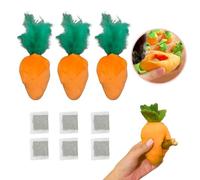 CECE PAW 4 Pack Cat Carrot Feather Toy, Catnip Refillable Toys, Cat Kicker Toy with Treat Pockets and 6 Catnip Pouches