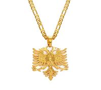 CECECOLEPansr Albania Eagle Pendant Necklaces For Men Women Hip-Hop Personality Albanian Jewelry Ethnic Gifts Kosovo Sweater Chain,Pendant,45Cm(17.7 Inches)