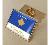 Cecey-jdz Kosovo Flag Enamel Brooches And Pins - Classic Ethnic Geometric Jewellery Novelty Patriotic Lapel Badge, Charm Vintage Hip Hop Clothes Bag Scarf Accessories Creative Gift,32 * 23Mm
