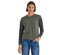 Cecil Long Sleeve Shirt with Crew Neck and Leo Details Dried Olive Green L