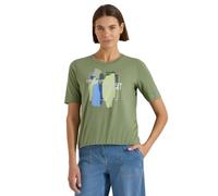 Cecil T-Shirt with Crew Neck and Front Print Deep Matcha Green M