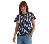 Cecil T-Shirt with Structure Mix and Print Urban Dark Blue S