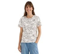 Cecil Women's 3230396 T-Shirt with Crew Neck and Leaf Print (Pack of 1), Light Alabaster White, S