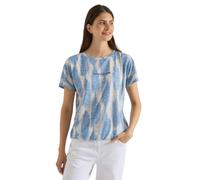 Cecil Women's 3230894 T-Shirt in Burnout Look with Wording (Pack of 1), Urban Dark Blue, L