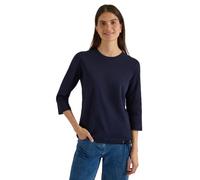 Cecil Women's 3231321 3/4 Sleeve Shirt with Crew Neck in Plain Colour, Urban Dark Blue, S
