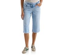 Cecil Women's Wide Leg Capri Jeans in Loose Fit 3818791, Light Blue Random Bleached, 26 W