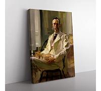 Cecilia Beaux Man With The Cat Classic Painting Canvas Wall Art Print Ready to Hang, Framed Picture for Living Room Bedroom Home Office Décor, 60x40 cm (24x16 Inch)