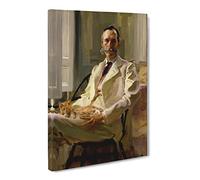 Cecilia Beaux Man With The Cat Classic Painting Canvas Wall Art Print Ready to Hang, Framed Picture for Living Room Bedroom Home Office Décor, 30x20 Inch (76x50 cm)