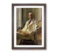 Cecilia Beaux Man With The Cat Classic Painting Framed Wall Art Print, Ready to Hang Picture for Living Room Bedroom Home Office Décor, Walnut A2 (64 x 46 cm)