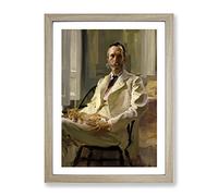 Cecilia Beaux Man With The Cat Classic Painting Framed Wall Art Print, Ready to Hang Picture for Living Room Bedroom Home Office Décor, Oak A3 (34 x 46 cm)
