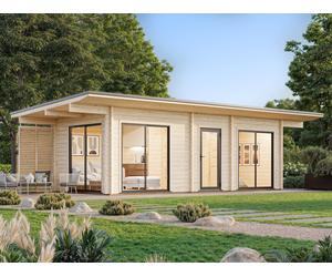 Cecilia M (7,8x3,3m | 21,8m2 | 70mm) 3-Room Modern Log Cottage with Aluminium Doors and Windows