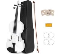 Ceciliec 16 Inch Acoustic Viola Set, Beginner Violin, Handmade Varnish Solid Wood Viola for Adults, Students, Musical Instrument Viola Set with Case, Bow, Rosin, Bridge and Strings (White Violin)