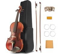 Ceciliec 4/4 Violin, Beginner Violin Starter Kit, Acoustic Fiddle Violin for Beginners Kids Students, Violin 4/4 Full Size with Case, 2 Violin Bows, 2 Bridges, 2 Strings, Rosin, Cleaning Cloth
