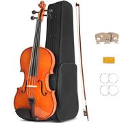 Ceciliec Acoustic Violin, 4/4 Full Size Violin Starter Kit for Student Beginners, Natural Varnish Fiddle Stringed Musical Instrument with Case, Bow, Rosin, Bridge, Extra Strings