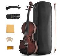 Ceciliec Violin 4/4 Full Size for Beginners, Ebony Fitted Solidwood Violin Satin Antique Finish with Hard Case