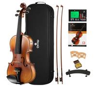 Cecilio CVN-600 Hand Oil Rub Highly Flamed 1-Piece Back Solidwood Violin with D'Addario Prelude Strings, Size 4/4 (Full Size)