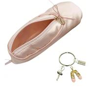CECKQUE Cute Ballet Slipper Pouch Makeup Bag Ballerina Pointe Shoe Cosmetic Bag Dance Recital Stuff Gifts for Girls Dancer Accessories, Pink-K1, Carry-On 8-Inch