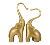 CECKQUE Loving Elephant Statues Home Decor, Small Elephant Figurines in Love for Women, Elephant Sculpture Heart Decorative Objects for Bookshelf Decor (Gold)