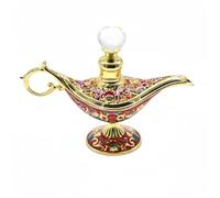 CECKQUE Pretty God's lamp Vintage Perfume Bottles Empty Refillable for Women, Ornate Glass Decor Perfume Vial, Egyptian Antique Crystal Decorative Essential Oil Bottles (Gold/Red)
