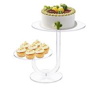 CECOLIC 2 Tier Clear Cake Stand Acrylic Cupcake Display Holder Dessert Pastry Tower Rack, Reusable for Weddings, Birthdays, Anniversaries, Baby Showers, Afternoon Tea Parties Décor (10 Inches)