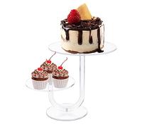 CECOLIC 2 Tier Clear Cake Stand Acrylic Cupcake Display Holder Dessert Pastry Tower Rack, Reusable for Weddings, Birthdays, Anniversaries, Baby Showers, Afternoon Tea Parties Décor (8 Inches)