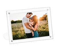 CECOLIC Clear Acrylic Photo Frame 6x8 in (15x20 cm), Magnetic Picture Frames, Frameless Postcard Display Stand for Desktop (1 Pack)